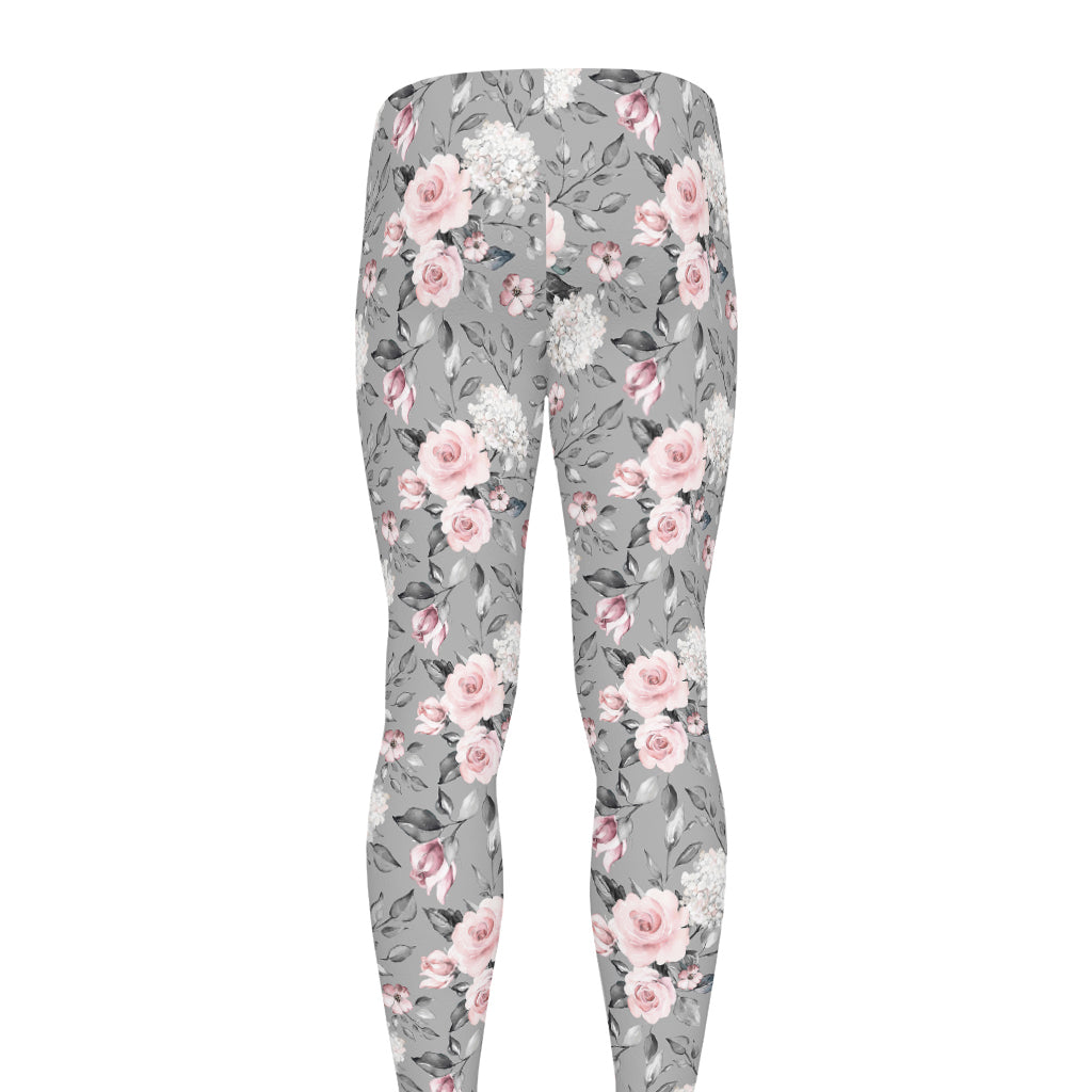 Monochrome Spring Floral Print Men's leggings
