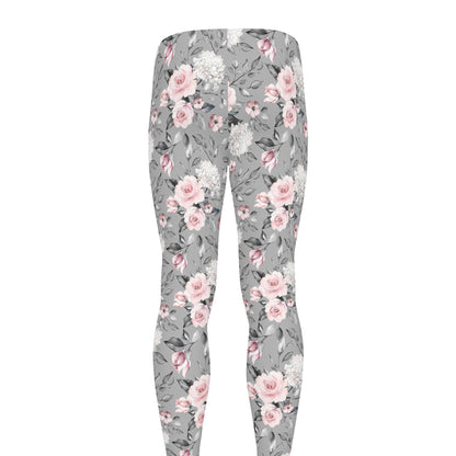 Monochrome Spring Floral Print Men's leggings
