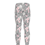 Monochrome Spring Floral Print Men's leggings