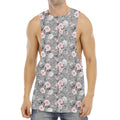 Monochrome Spring Floral Print Men's Muscle Tank Top