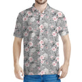 Monochrome Spring Floral Print Men's Polo Shirt