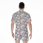 Monochrome Spring Floral Print Men's Rompers