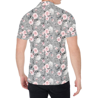 Monochrome Spring Floral Print Men's Shirt