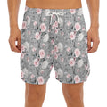 Monochrome Spring Floral Print Men's Split Running Shorts
