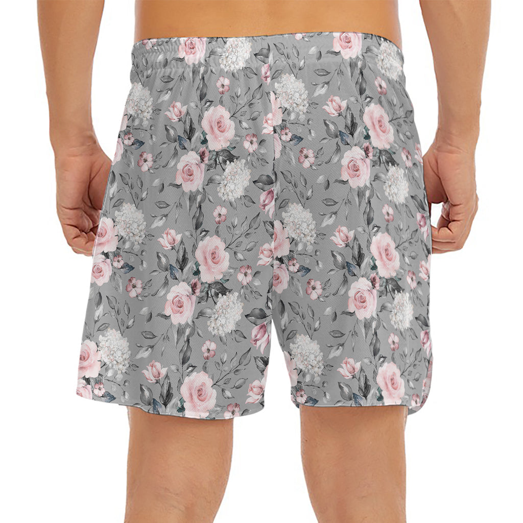Monochrome Spring Floral Print Men's Split Running Shorts