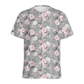 Monochrome Spring Floral Print Men's Athletic T-Shirt