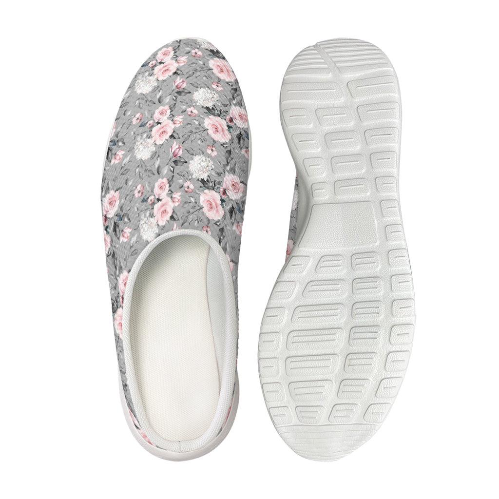 Monochrome Spring Floral Print Mesh Casual Shoes