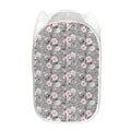 Monochrome Spring Floral Print Mesh Laundry Hamper