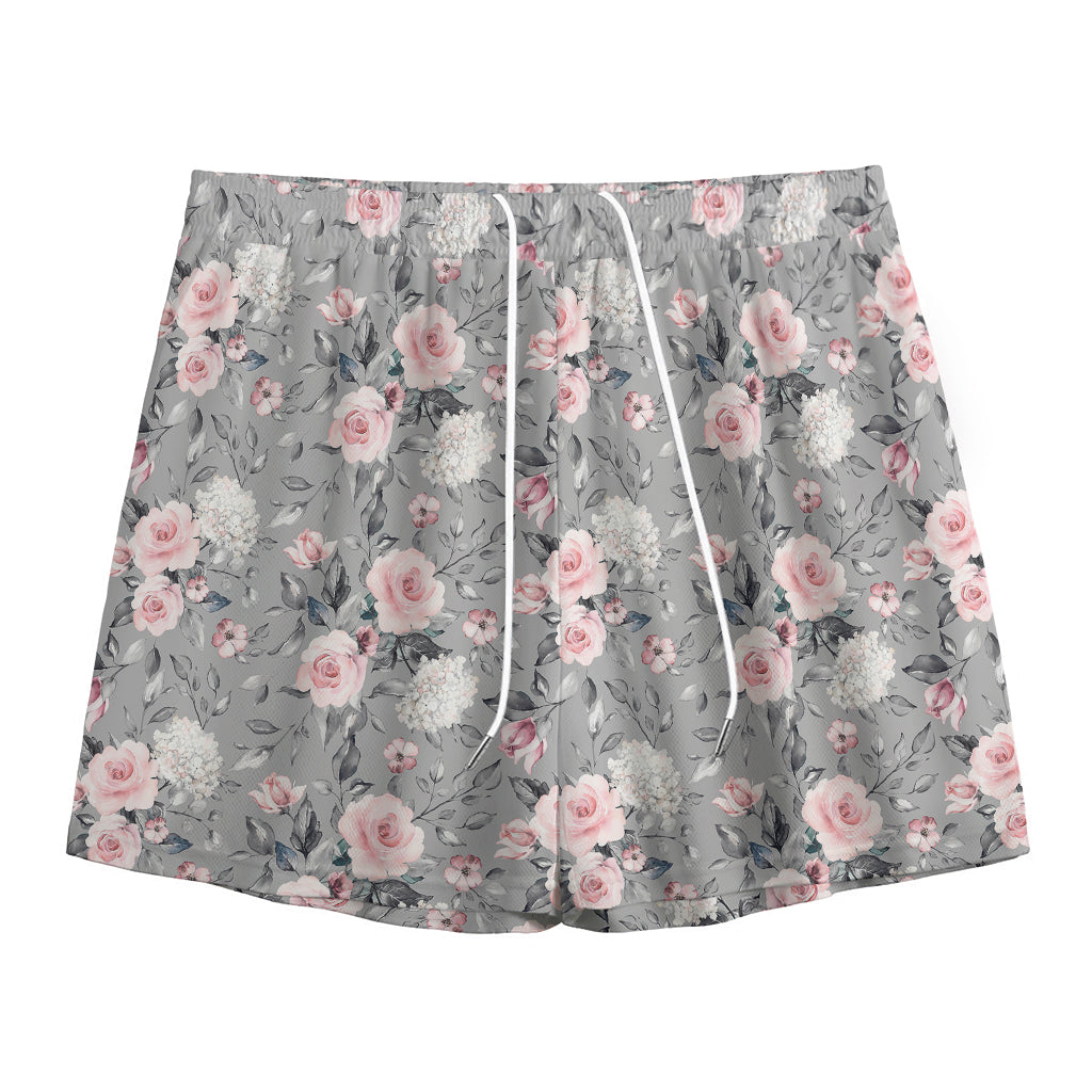 Monochrome Spring Floral Print Mesh Shorts