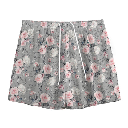 Monochrome Spring Floral Print Mesh Shorts