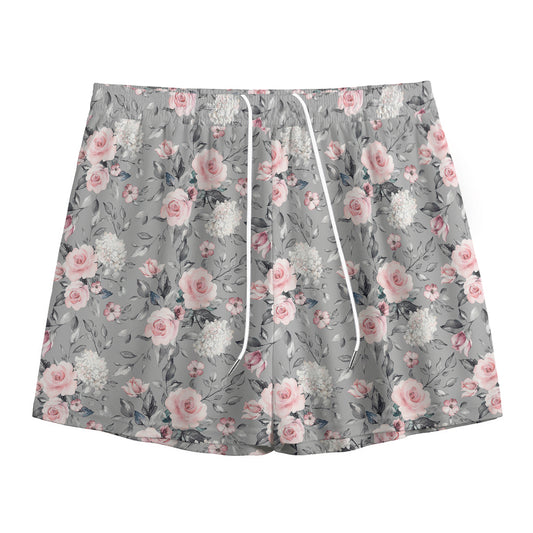 Monochrome Spring Floral Print Mesh Shorts