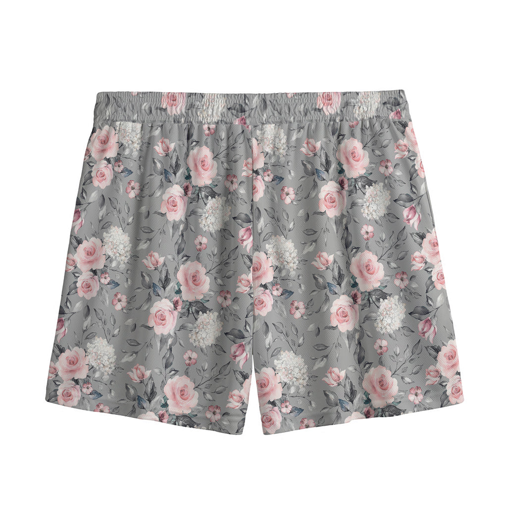 Monochrome Spring Floral Print Mesh Shorts