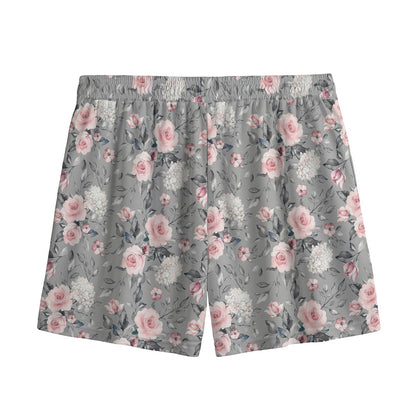 Monochrome Spring Floral Print Mesh Shorts
