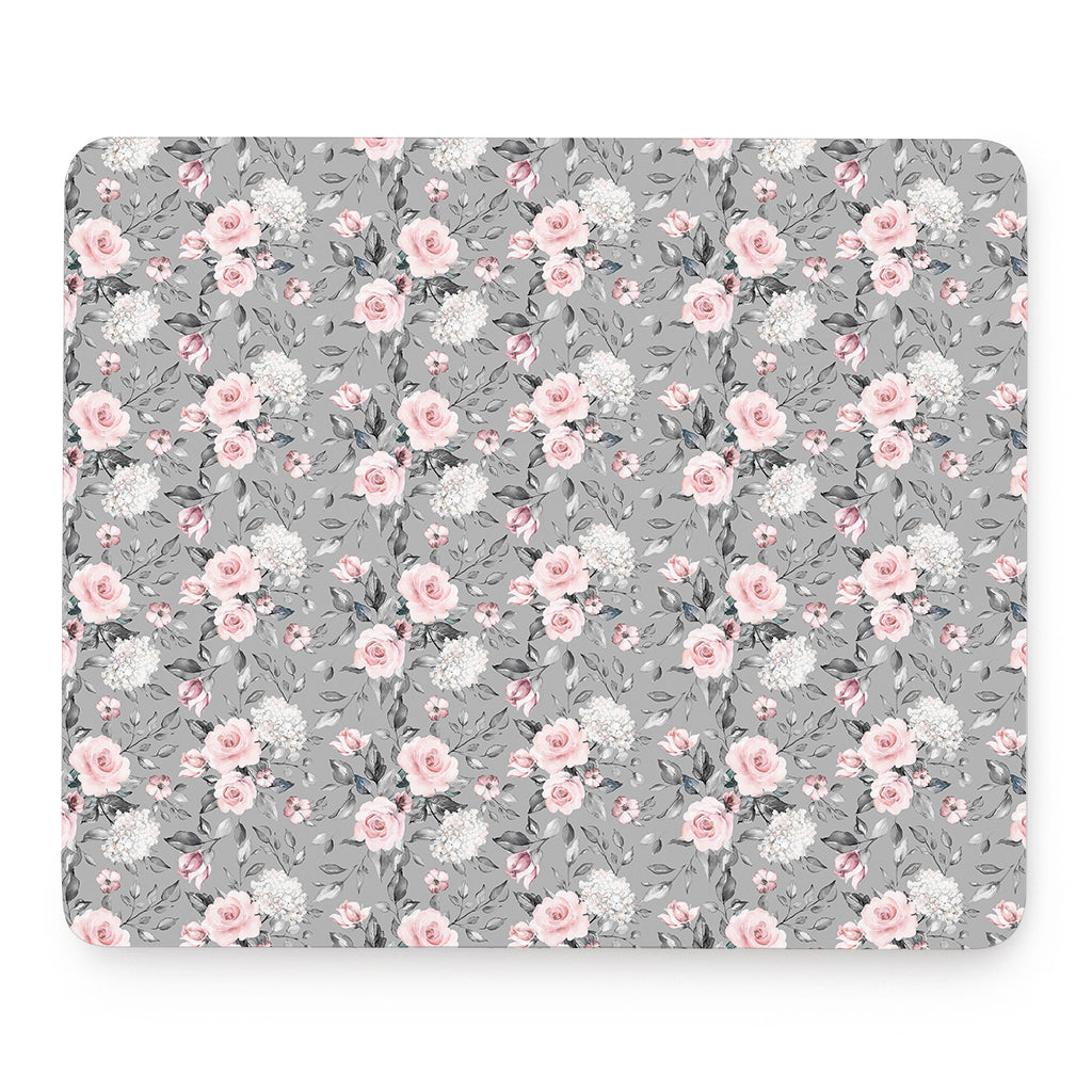 Monochrome Spring Floral Print Mouse Pad