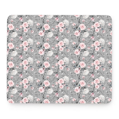 Monochrome Spring Floral Print Mouse Pad