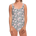 Monochrome Spring Floral Print One Piece Swimsuit