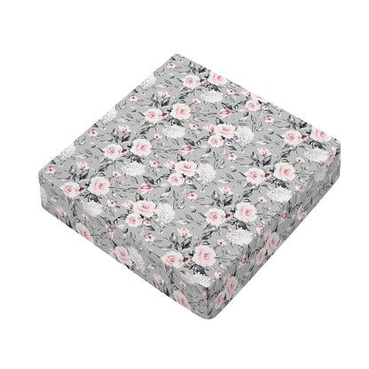 Monochrome Spring Floral Print Outdoor Seat Cushion Cover