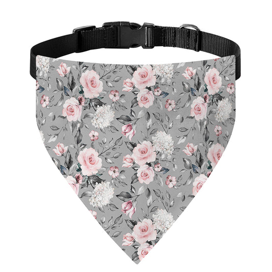 Monochrome Spring Floral Print Over The Collar Dog Bandana