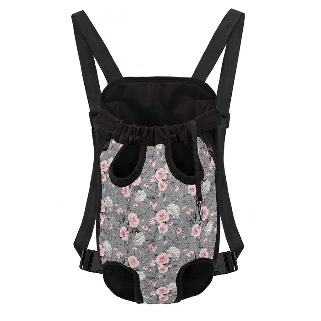 Monochrome Spring Floral Print Pet Carrier Backpack