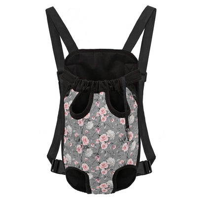 Monochrome Spring Floral Print Pet Carrier Backpack