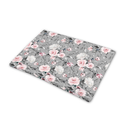 Monochrome Spring Floral Print Pet Cooling Mat Cover