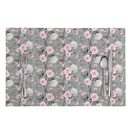 Monochrome Spring Floral Print Placemat