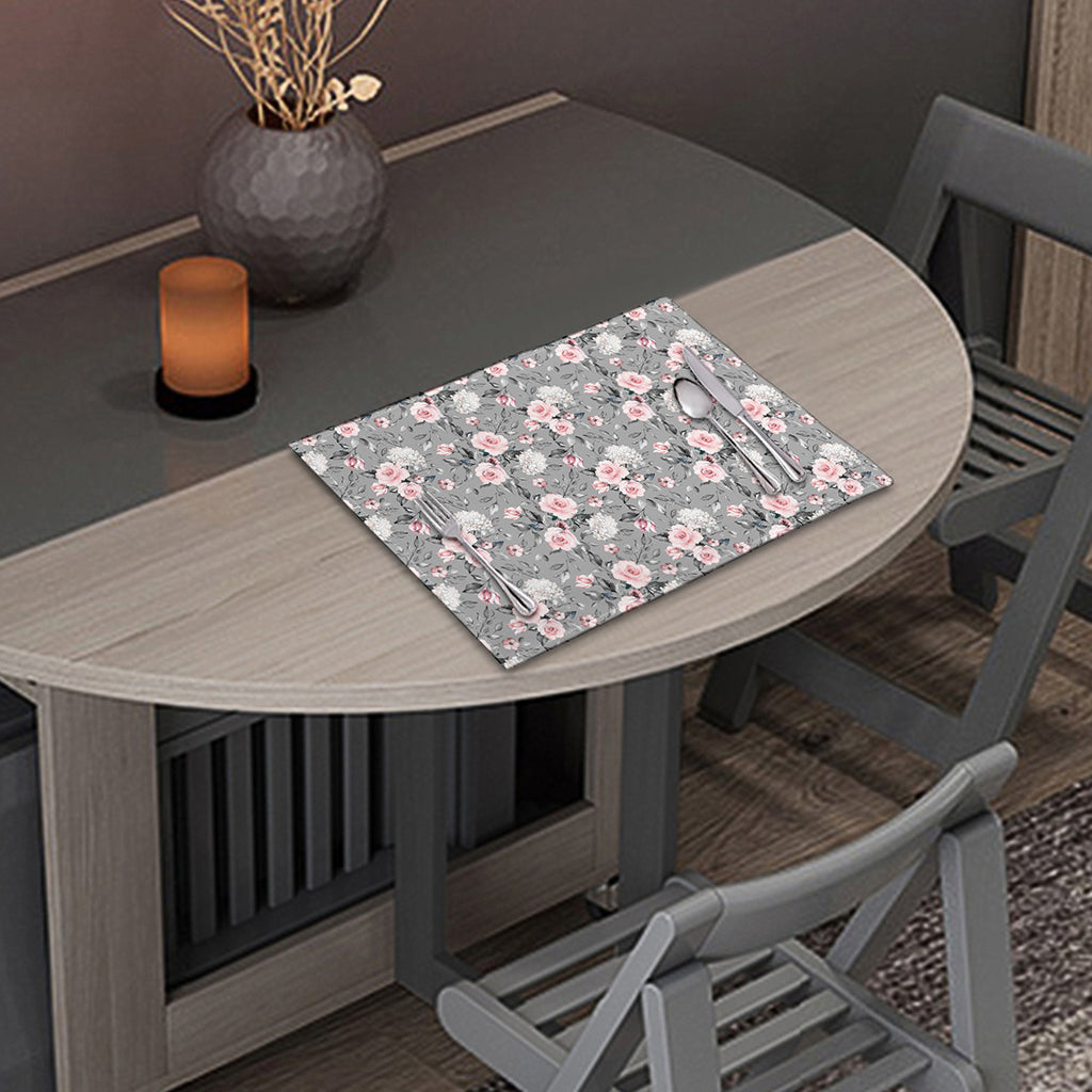Monochrome Spring Floral Print Placemat