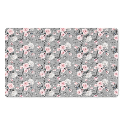 Monochrome Spring Floral Print Polyester Doormat