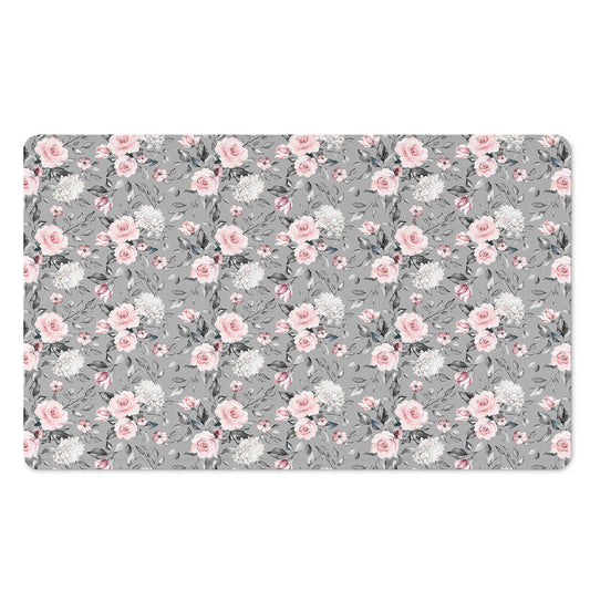 Monochrome Spring Floral Print Polyester Doormat