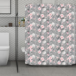 Monochrome Spring Floral Print Polyester Shower Curtain