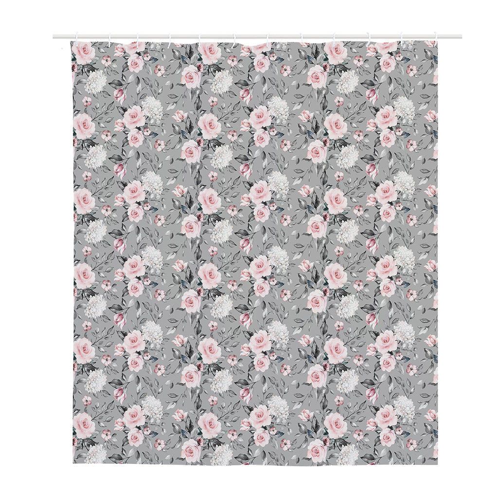 Monochrome Spring Floral Print Polyester Shower Curtain