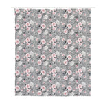 Monochrome Spring Floral Print Polyester Shower Curtain