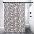 Monochrome Spring Floral Print Premium Shower Curtain