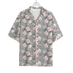 Monochrome Spring Floral Print Rayon Hawaiian Shirt