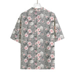 Monochrome Spring Floral Print Rayon Hawaiian Shirt