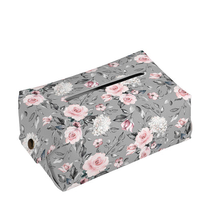 Monochrome Spring Floral Print Rectangle Tissue Box Cover
