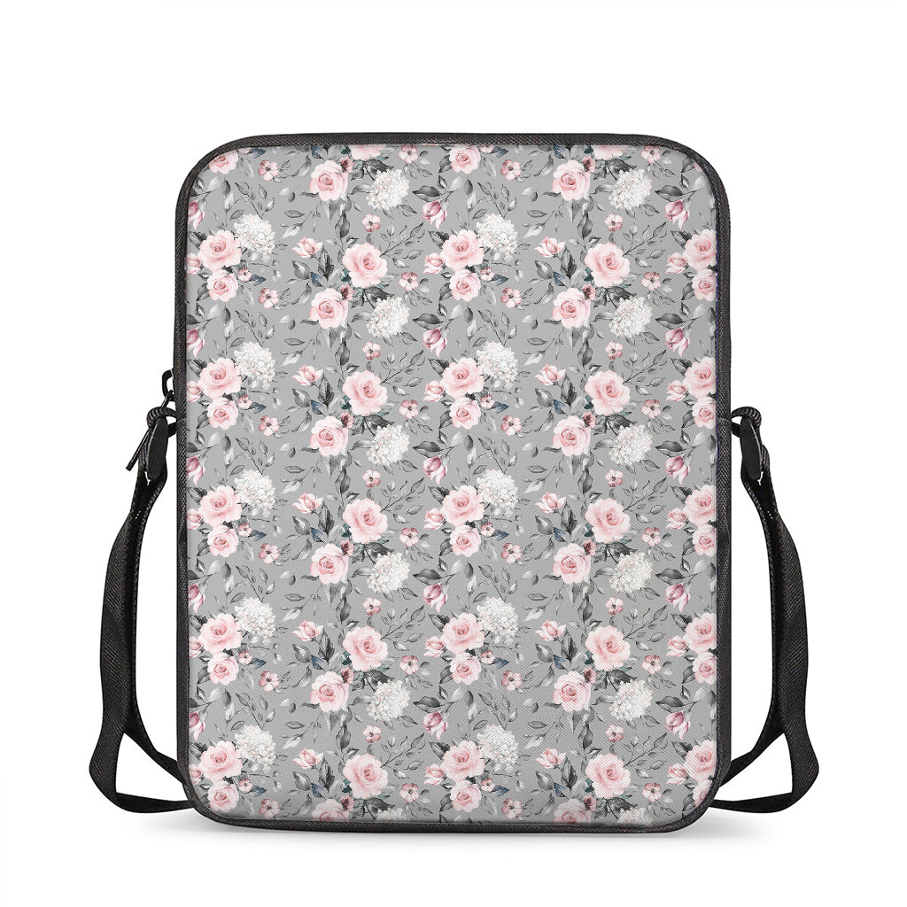 Monochrome Spring Floral Print Rectangular Crossbody Bag