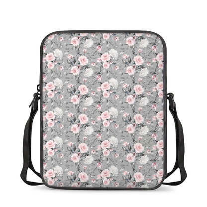 Monochrome Spring Floral Print Rectangular Crossbody Bag