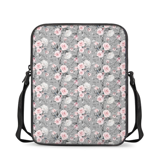 Monochrome Spring Floral Print Rectangular Crossbody Bag