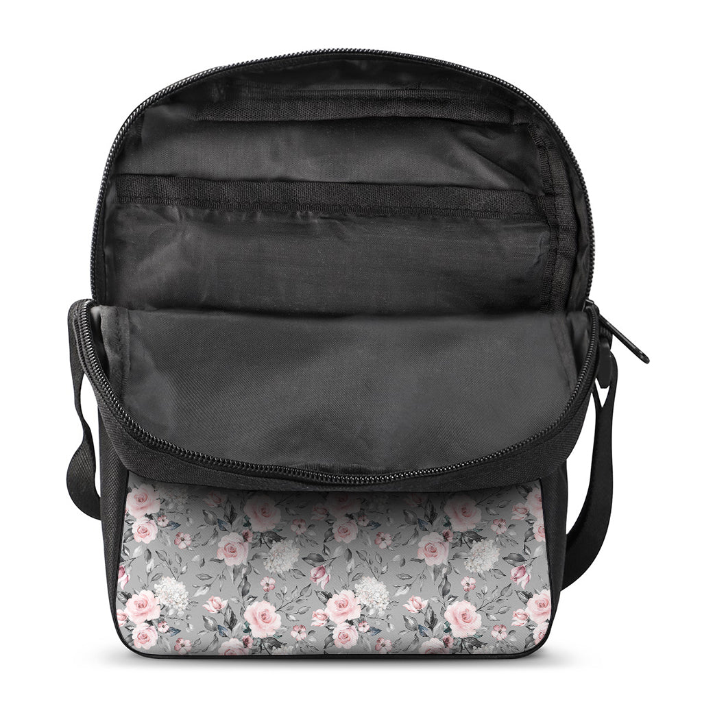 Monochrome Spring Floral Print Rectangular Crossbody Bag