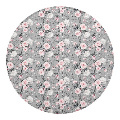 Monochrome Spring Floral Print Round Blanket