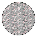 Monochrome Spring Floral Print Round Floor Mat