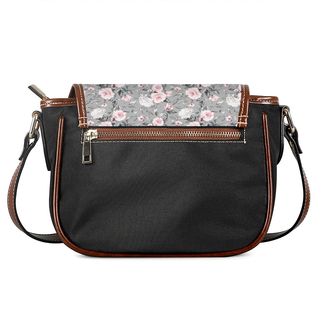 Monochrome Spring Floral Print Saddle Bag