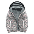 Monochrome Spring Floral Print Sherpa Lined Zip Up Hoodie