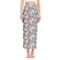 Monochrome Spring Floral Print Side Slit Maxi Skirt