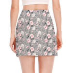 Monochrome Spring Floral Print Side Slit Mini Skirt
