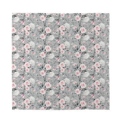 Monochrome Spring Floral Print Silk Bandana