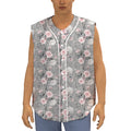Monochrome Spring Floral Print Sleeveless Baseball Jersey