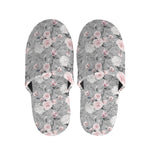 Monochrome Spring Floral Print Slippers