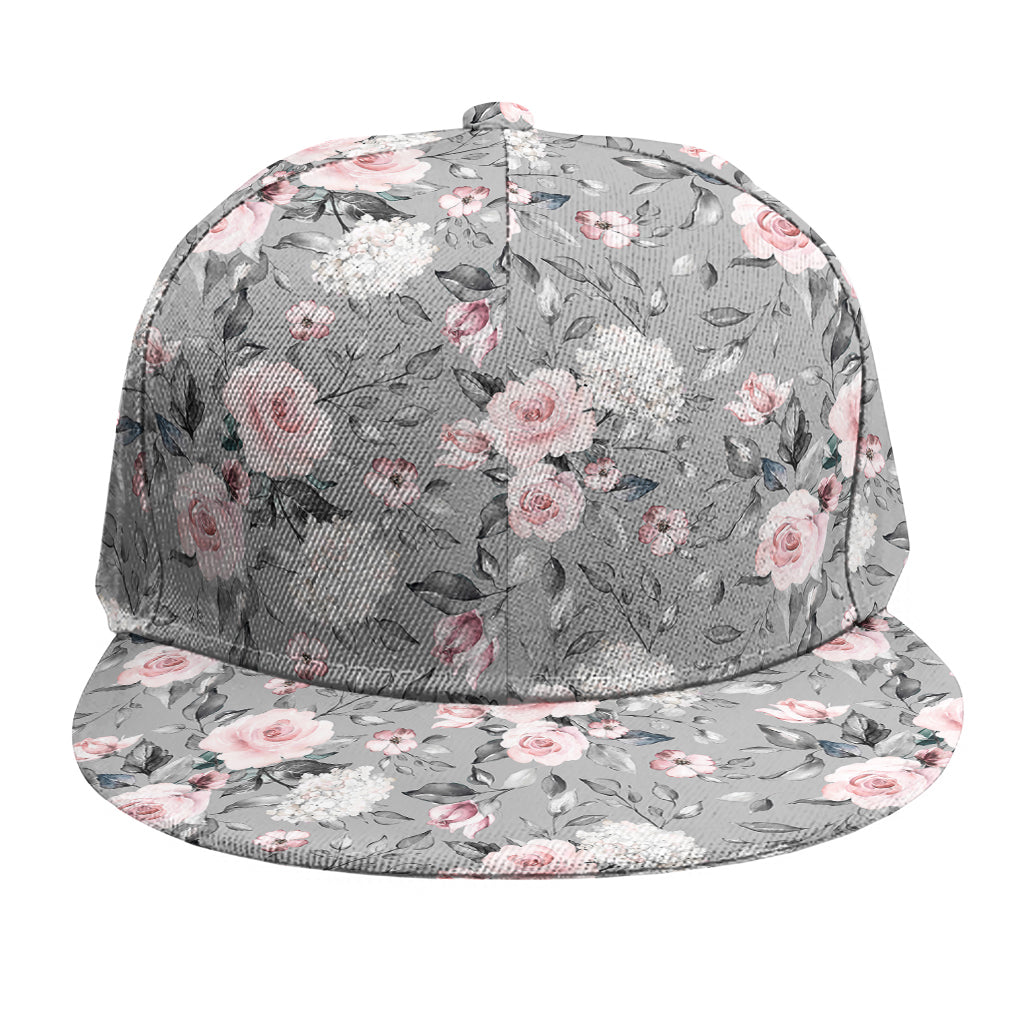 Monochrome Spring Floral Print Snapback Cap